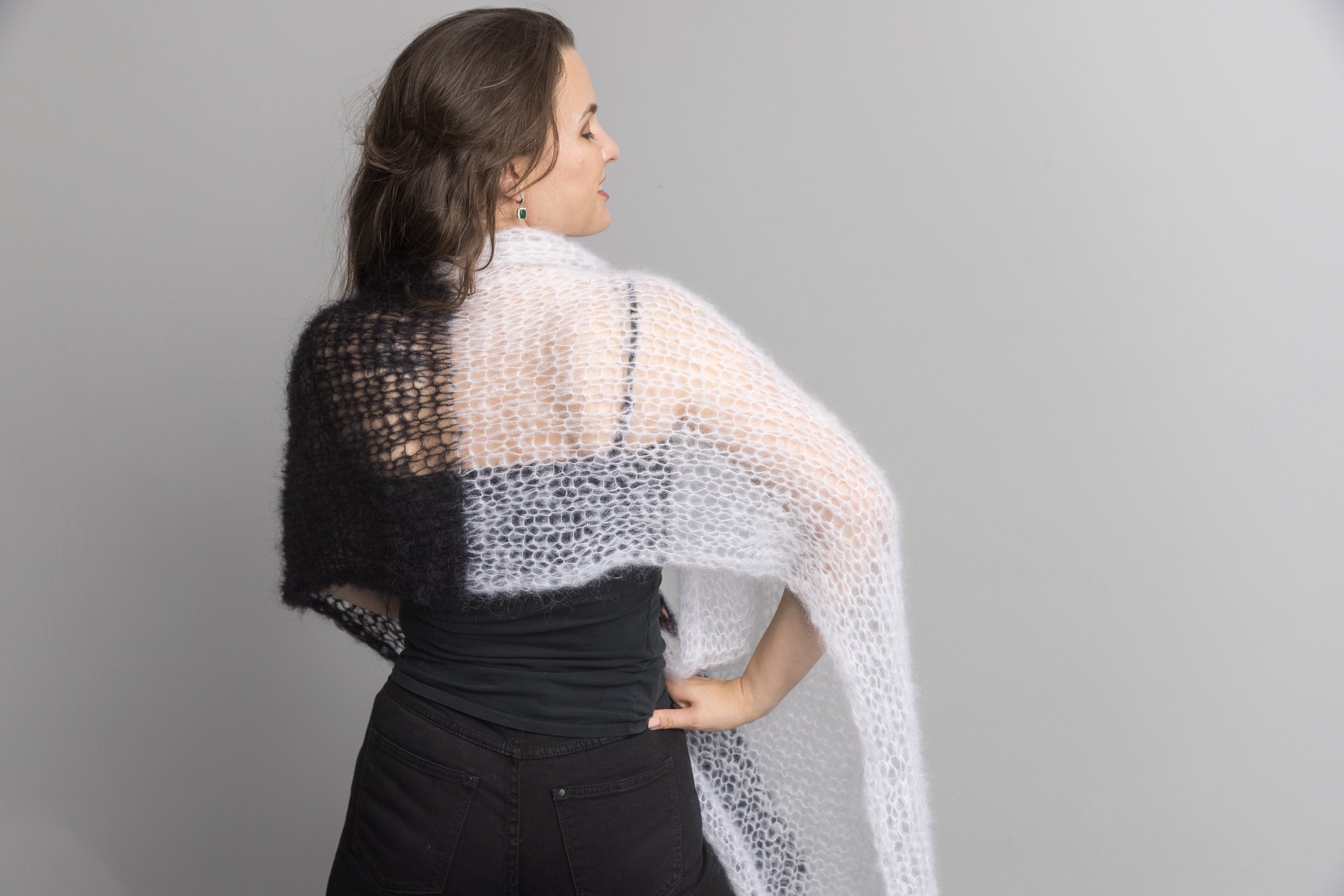 Knit Kit: Zweifarbigen Stola Schal zum Selber Stricken aus Mohair - Beemohr