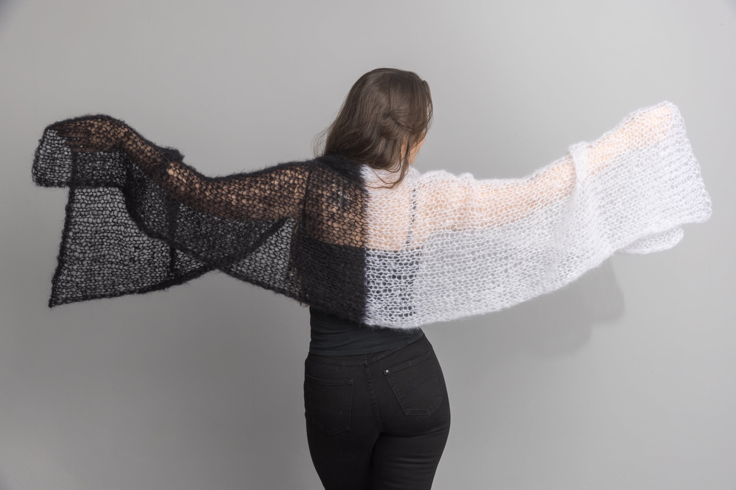 Knit Kit: Zweifarbigen Stola Schal zum Selber Stricken aus Mohair - Beemohr