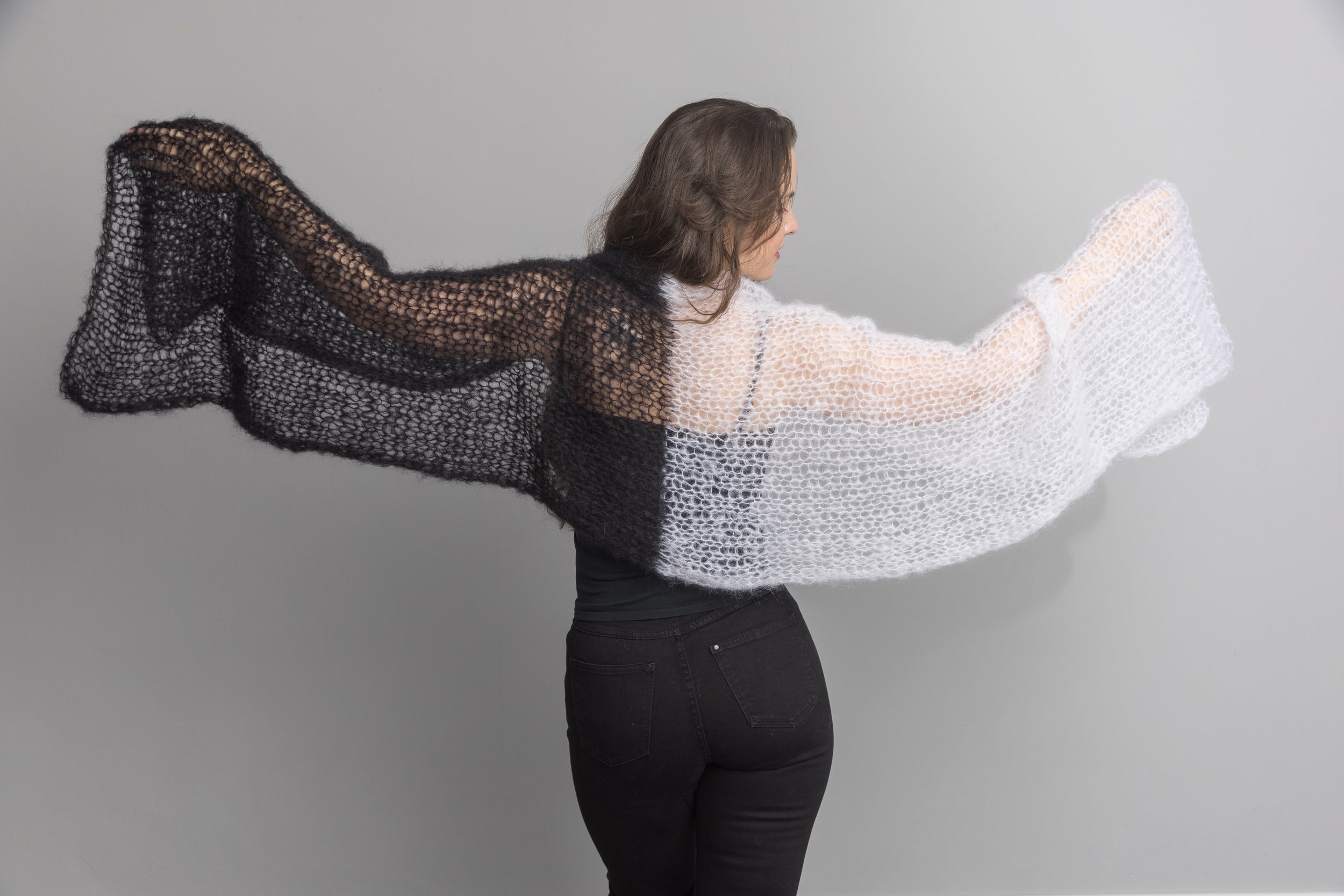 Knit Kit: Zweifarbigen Stola Schal zum Selber Stricken aus Mohair - Beemohr