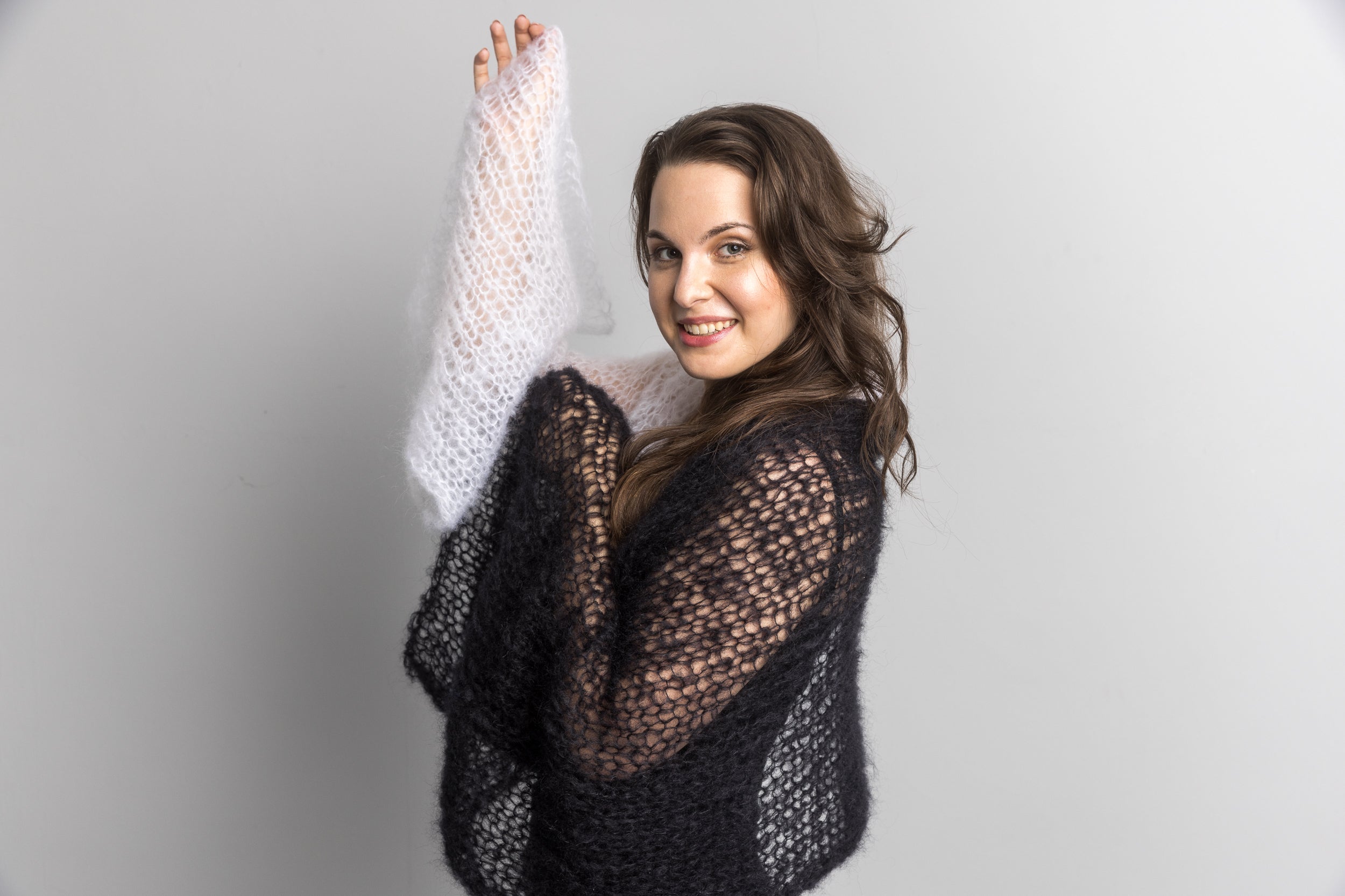 Knit Kit: Zweifarbigen Stola Schal zum Selber Stricken aus Mohair - Beemohr