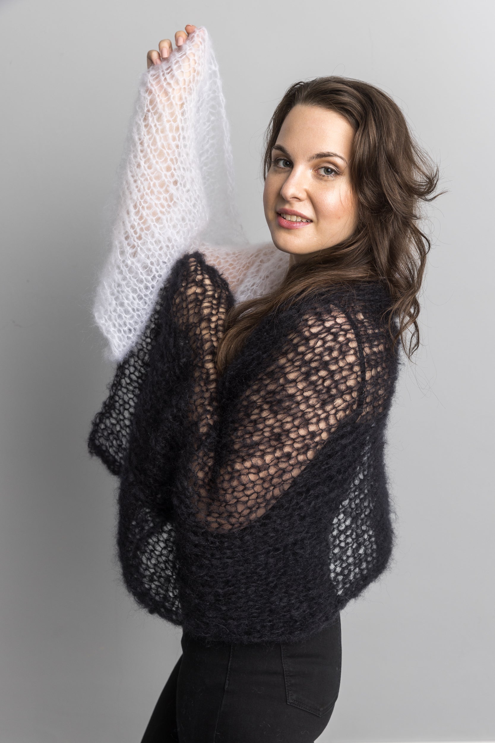 Knit Kit: Zweifarbigen Stola Schal zum Selber Stricken aus Mohair - Beemohr