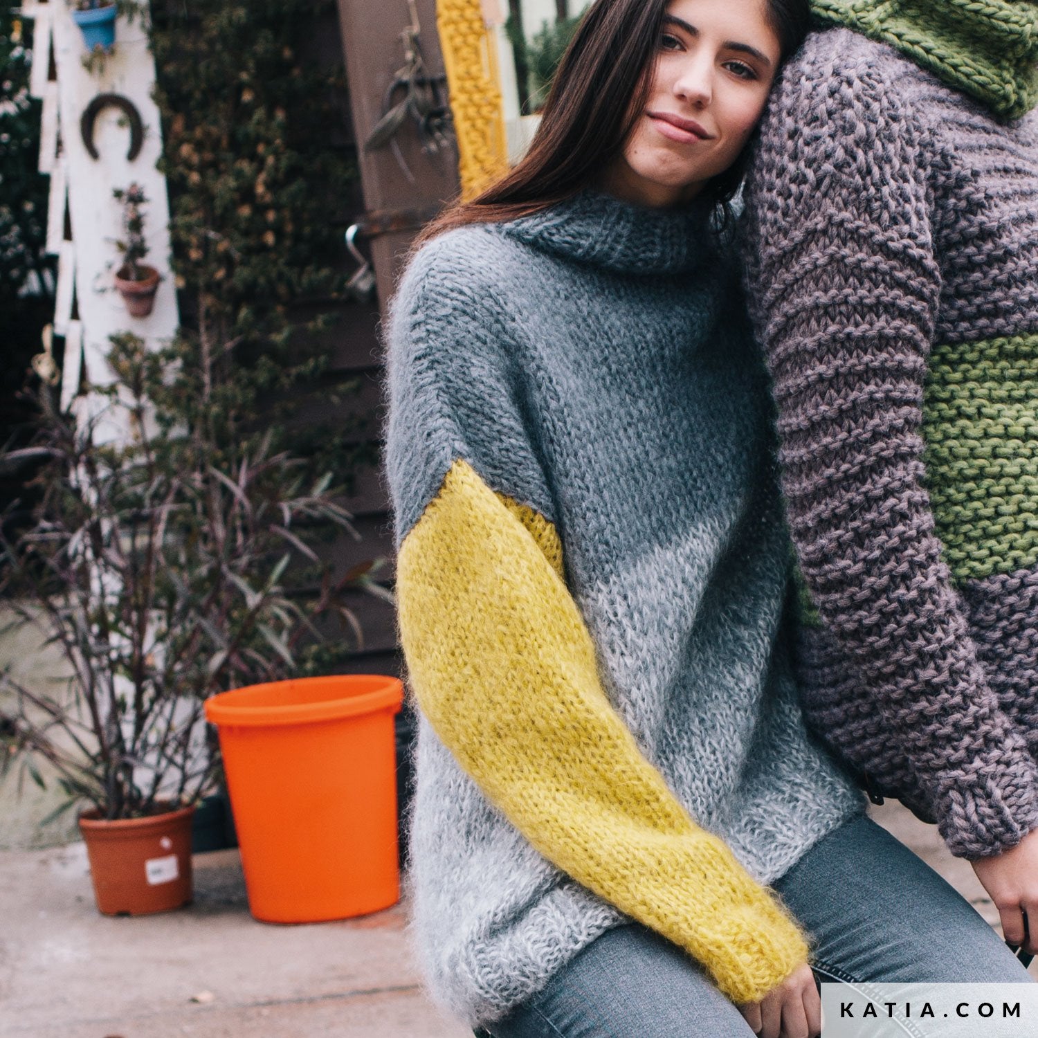 KNIT KIT: 3-farbiger Strickpullover aus Mohair INGENUA - Beemohr