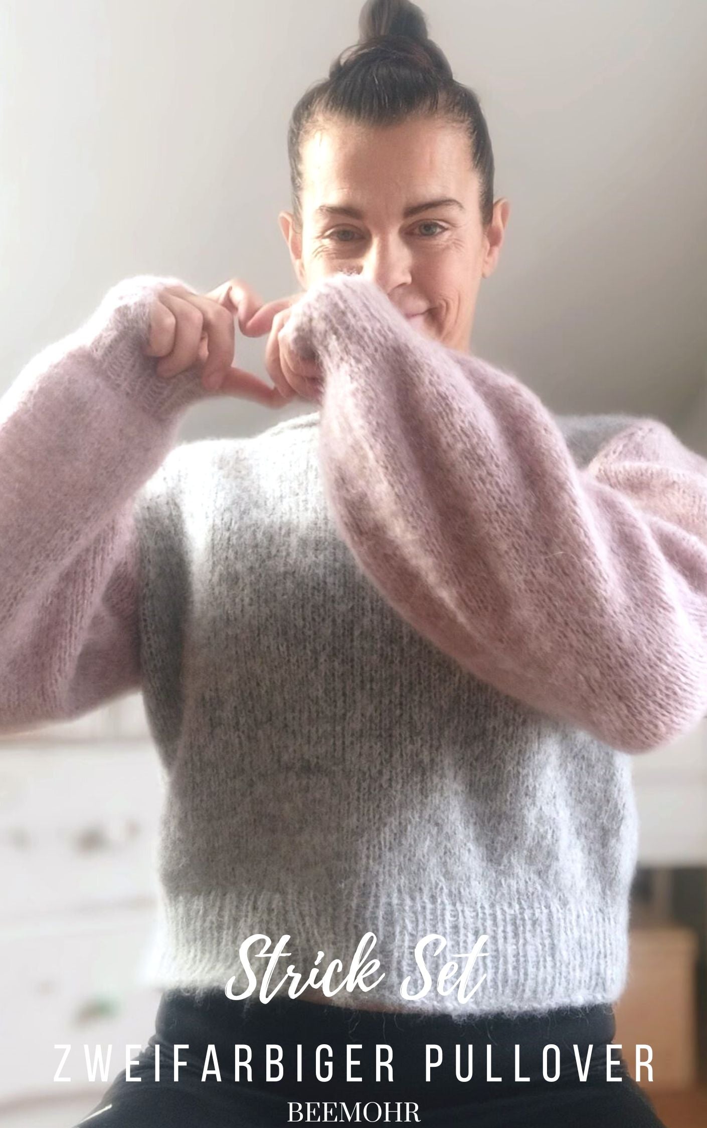 Zweifarbiger Strickpullover aus Alpaka Silver von Katia