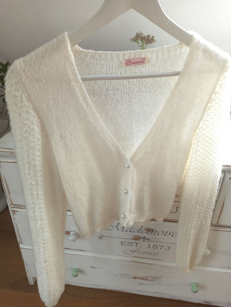 Knit cardigan lace mix for brides