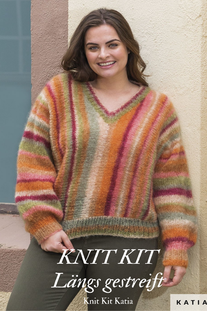 KNIT KIT: INGENUA MODA Pullover mit Längsstreifen gestrickt von KATIA - Beemohr