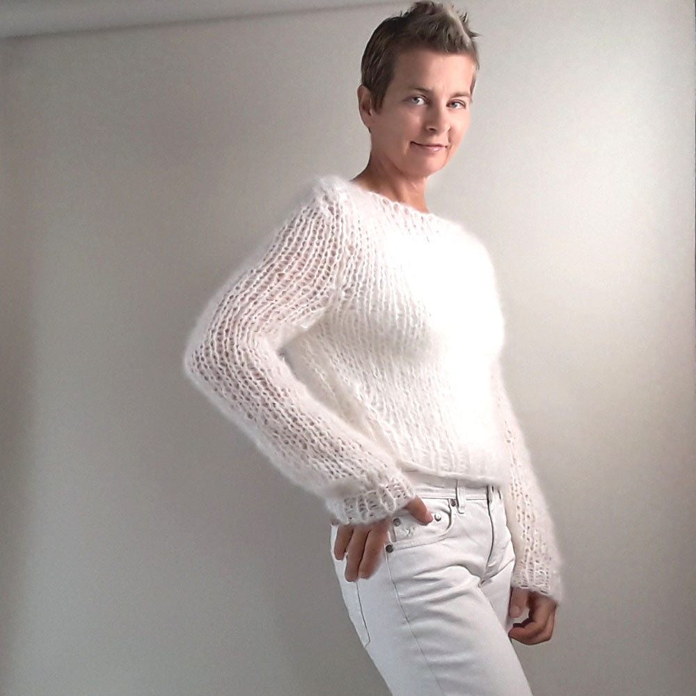 Knit Kit: Strickpullover aus Mohair Wolle in vielen Farben - Beemohr