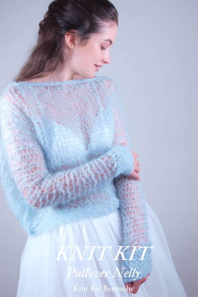 Knit Kit: Leichter Brautpullover aus Kid Mohair gestrickt NELLY - Beemohr