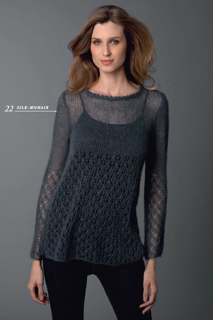 KNIT KIT: Lace Pullover gestrickt aus Mohair mit Seide von Katia - Beemohr