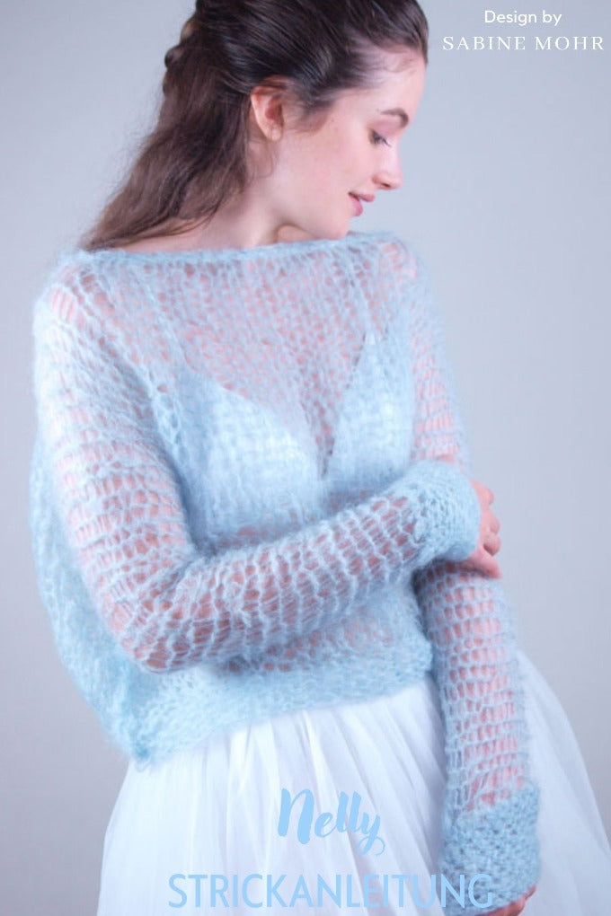 Strickanleitung: Brautpullover locker in grober Masche gestrickt aus Ingenua Mohair - Beemohr