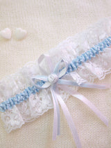 Strumpfband weiß blau aus luxuriöser Spitze für ihre Hochzeit - Beemohr