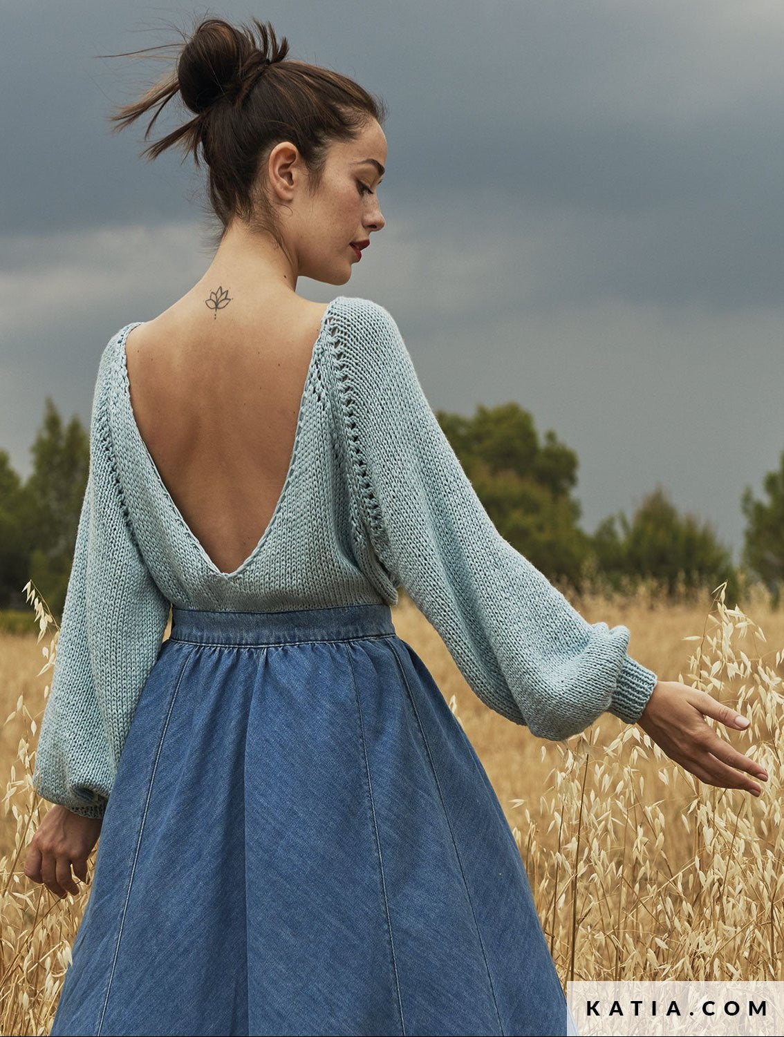 DIY tief ausgeschnittener Pullover mit Cotton Merino stricken - Beemohr