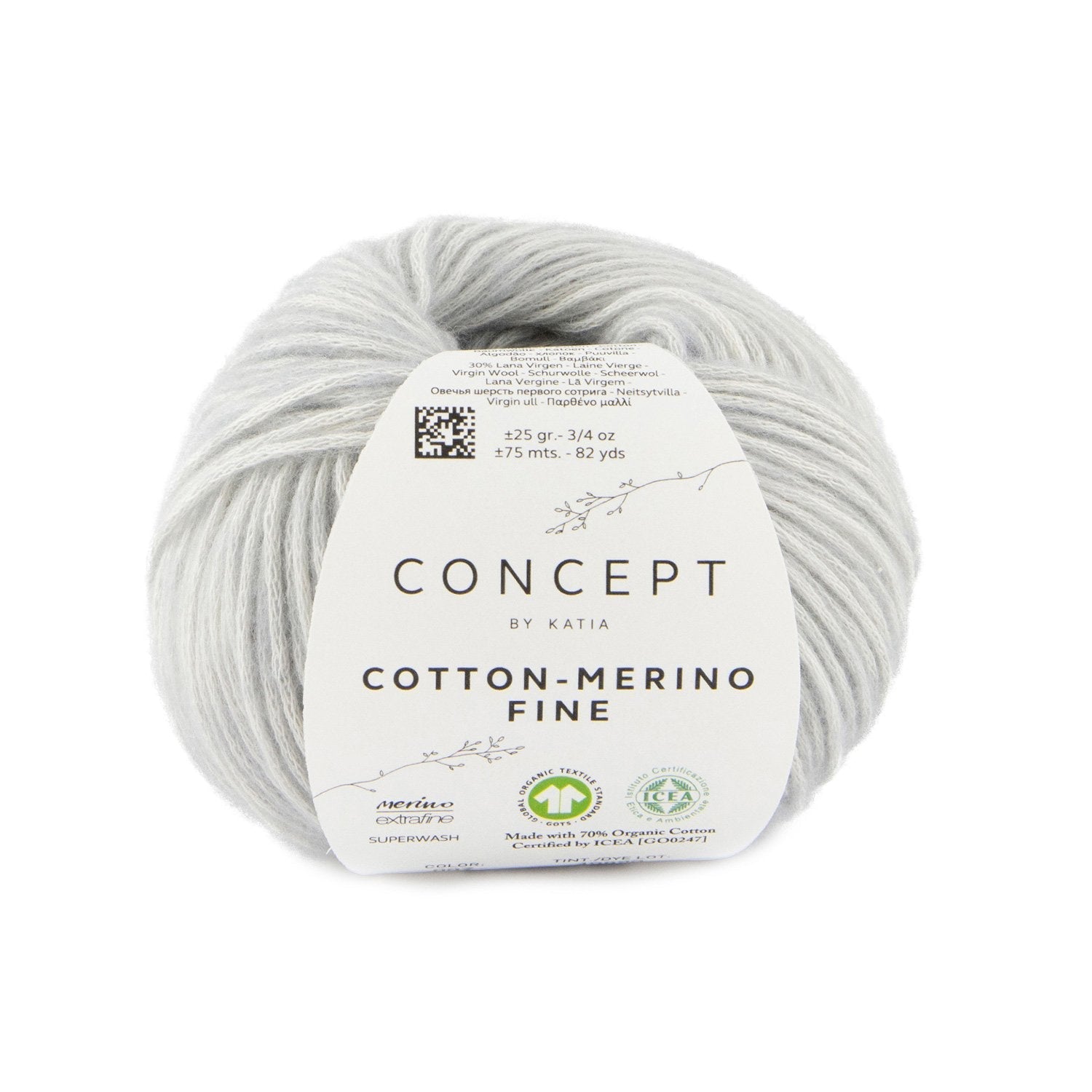 Cotton merino fine GOTS Siegel Katia grau