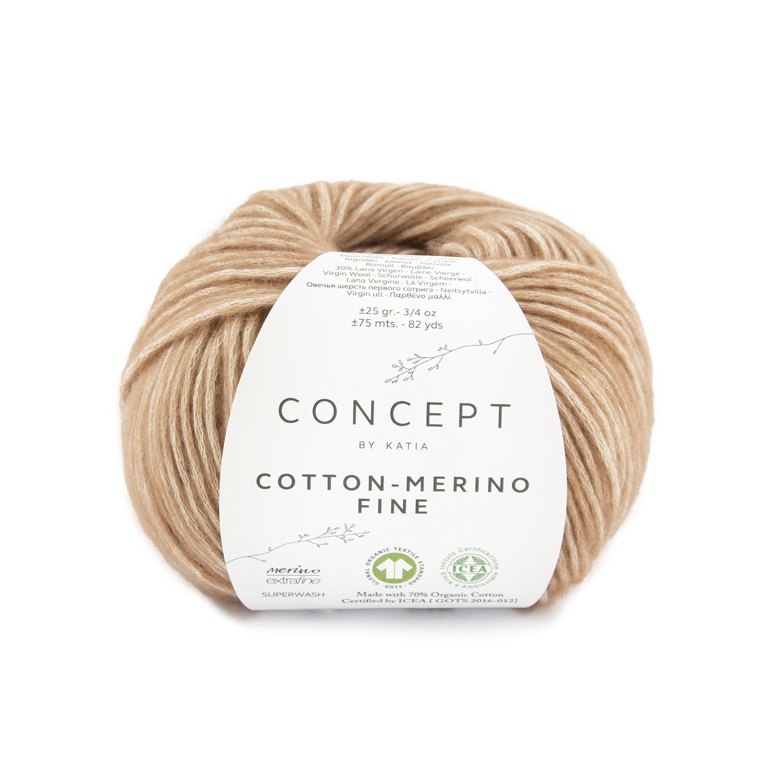 Cotton merino fine GOTS Siegel Katia hellbraun