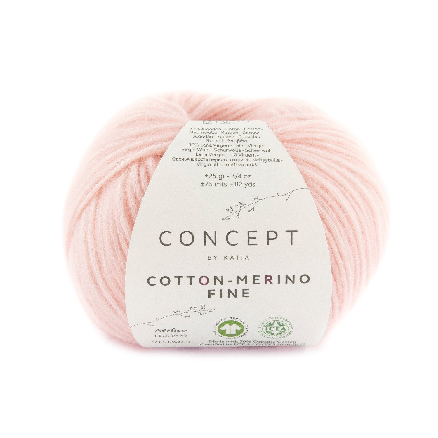 Cotton merino fine GOTS Siegel Katia rosa