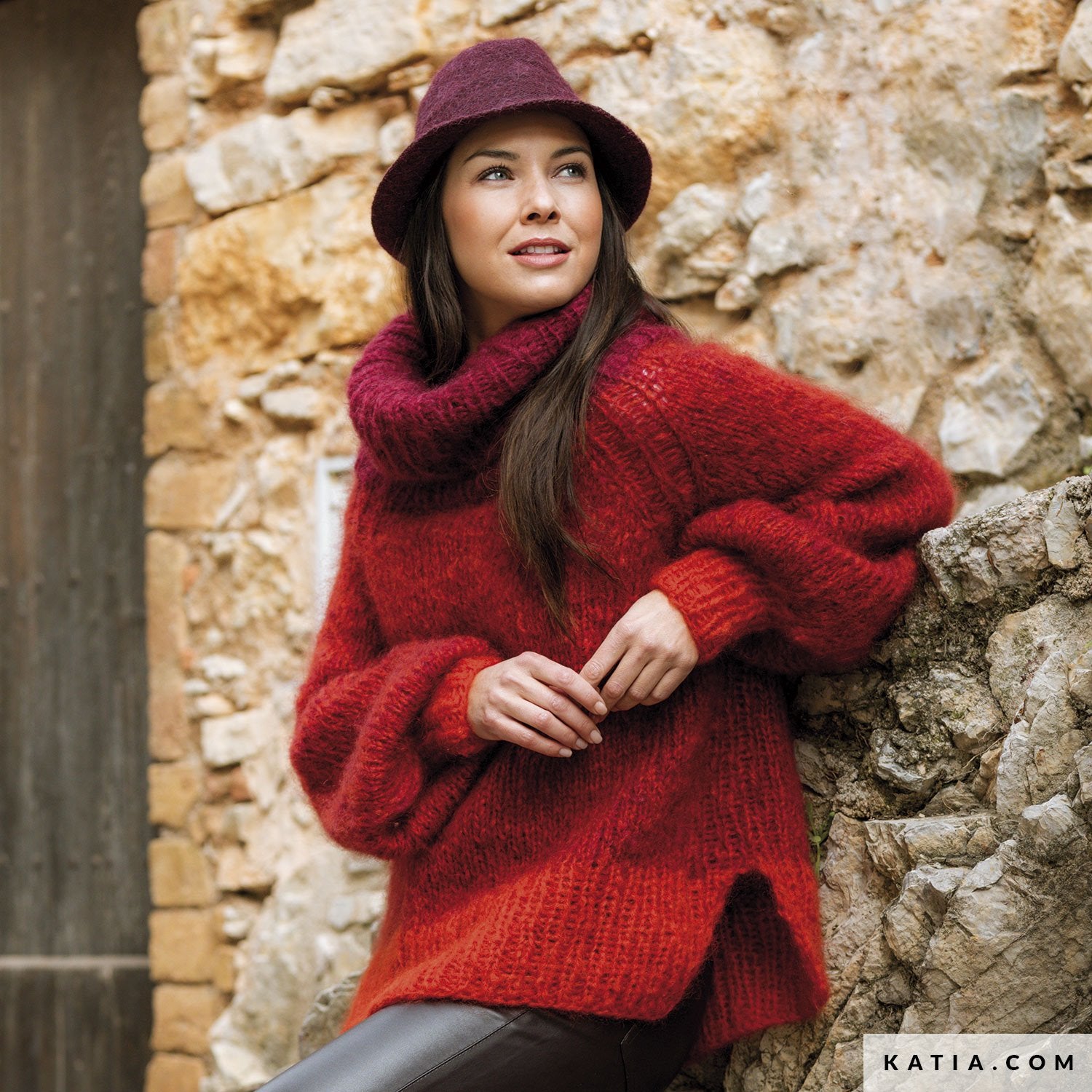 KNIT KIT: Roter weiter Kuschelpullover von KATIA - Beemohr